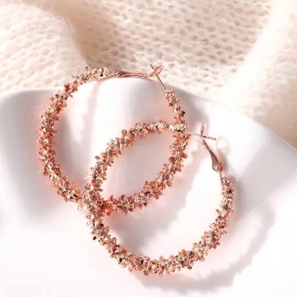 Rose Gold Glitter Hoops